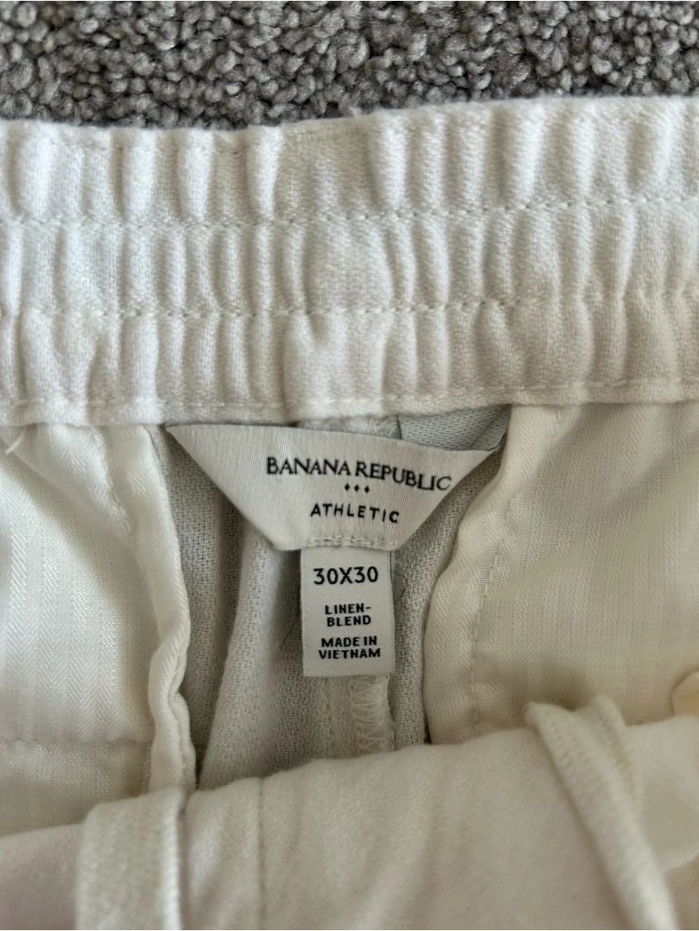 Banana Republic White Athletic Slim Linen-Blend Pants
